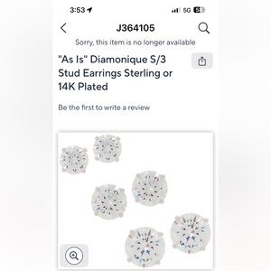 SET OF 3 Diamonique Silver Stud Earrings - NWT